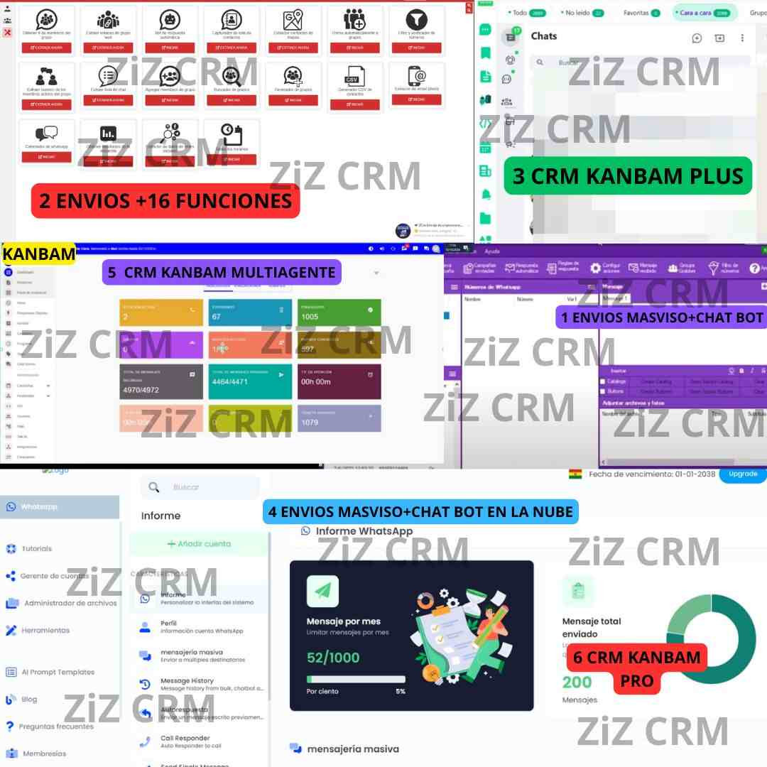 COMBO PROMOCION LOS 5 CRM BOTS PARA WHATSAPP PRO BUSINES, PROMO HASTA 27 DE JUNIO