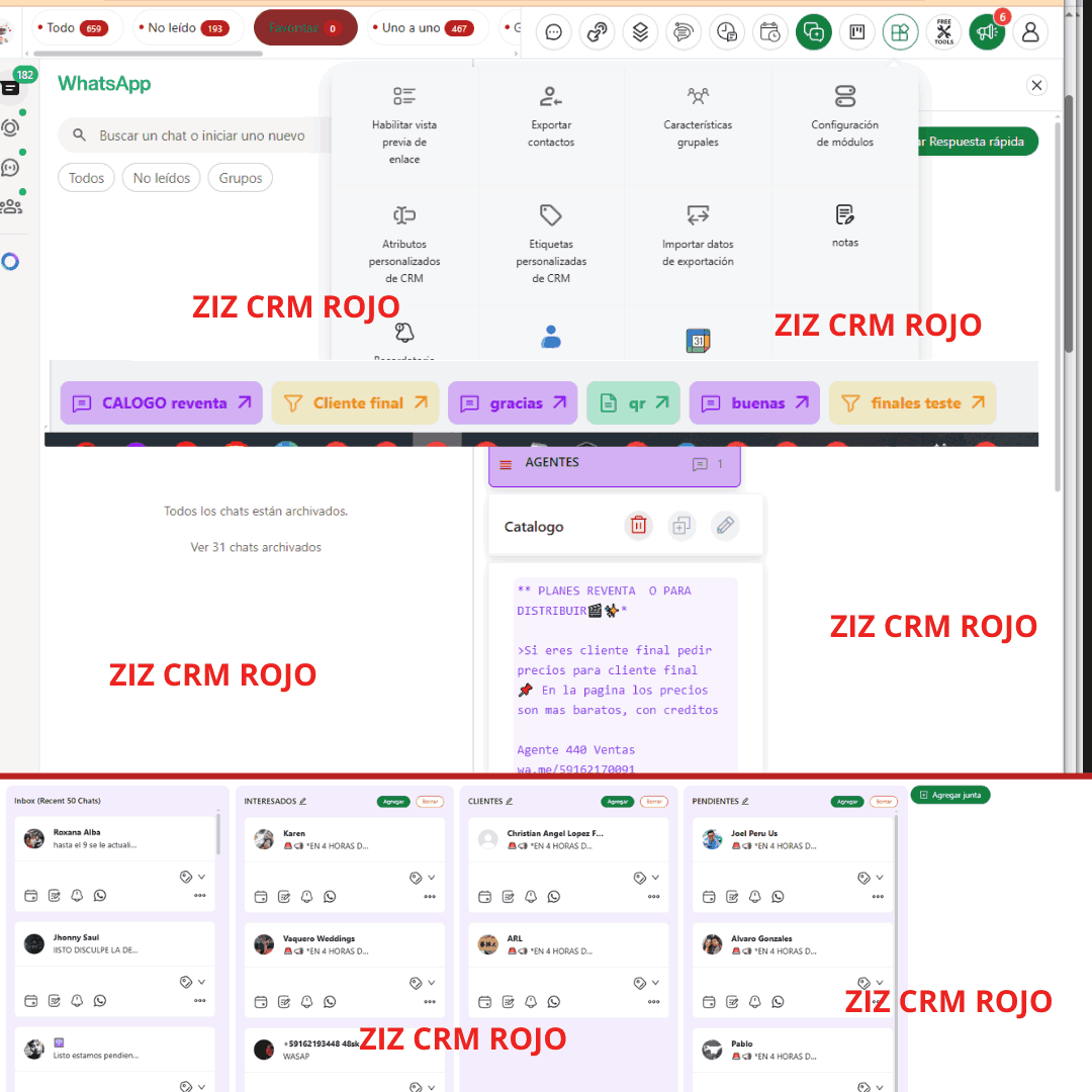 1 MES  SUSCRIPCION CRM ROJO Whatsapp WEB EXTENCION (4 pc-computadora-laptop) solo con un numero funciona