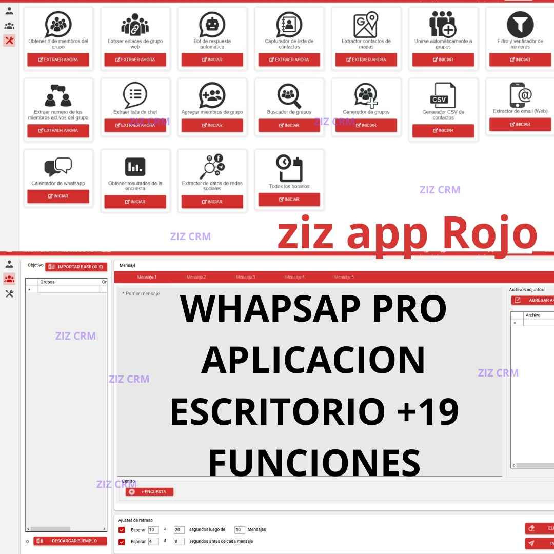 1 MES, WHATSAPP PRO ZIZ ROJO APP, +19 FUNCIONES 1 SOLA PC